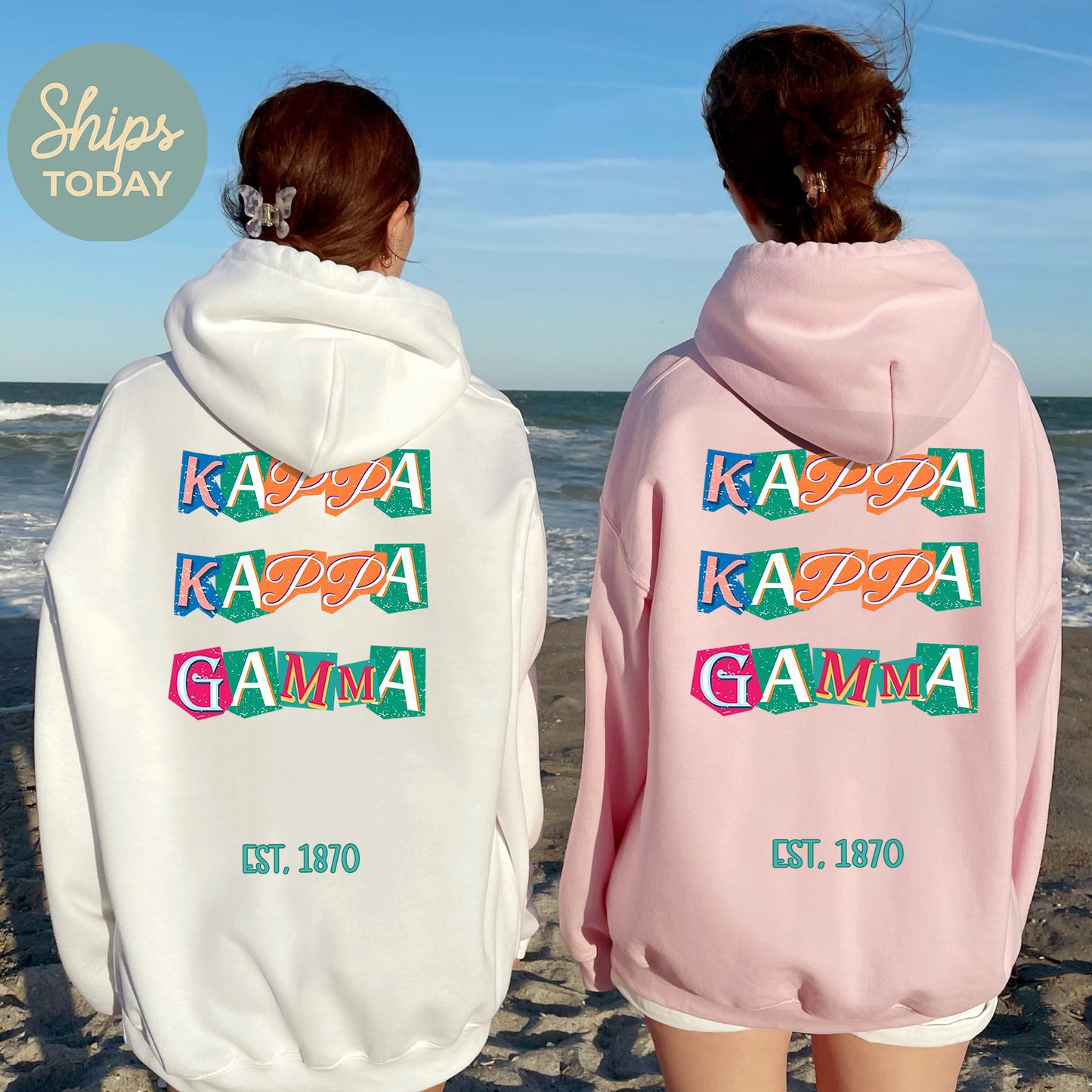 Kappa Kappa Gamma Letter Cuts Sorority Hoodie _ 35904g