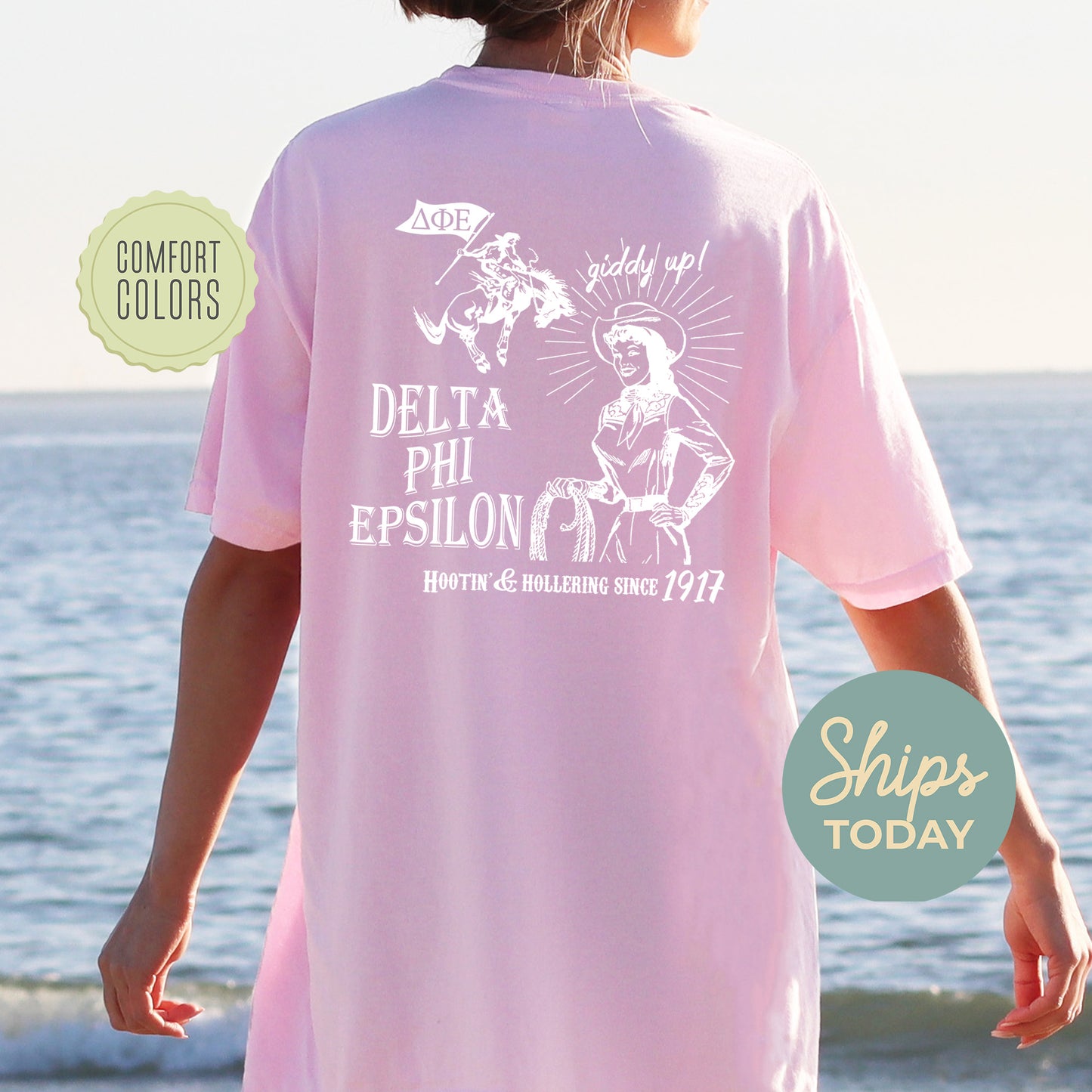Delta Phi Epsilon Howdy Cowgirl Comfort Colors Sorority T-shirt _ 35371g