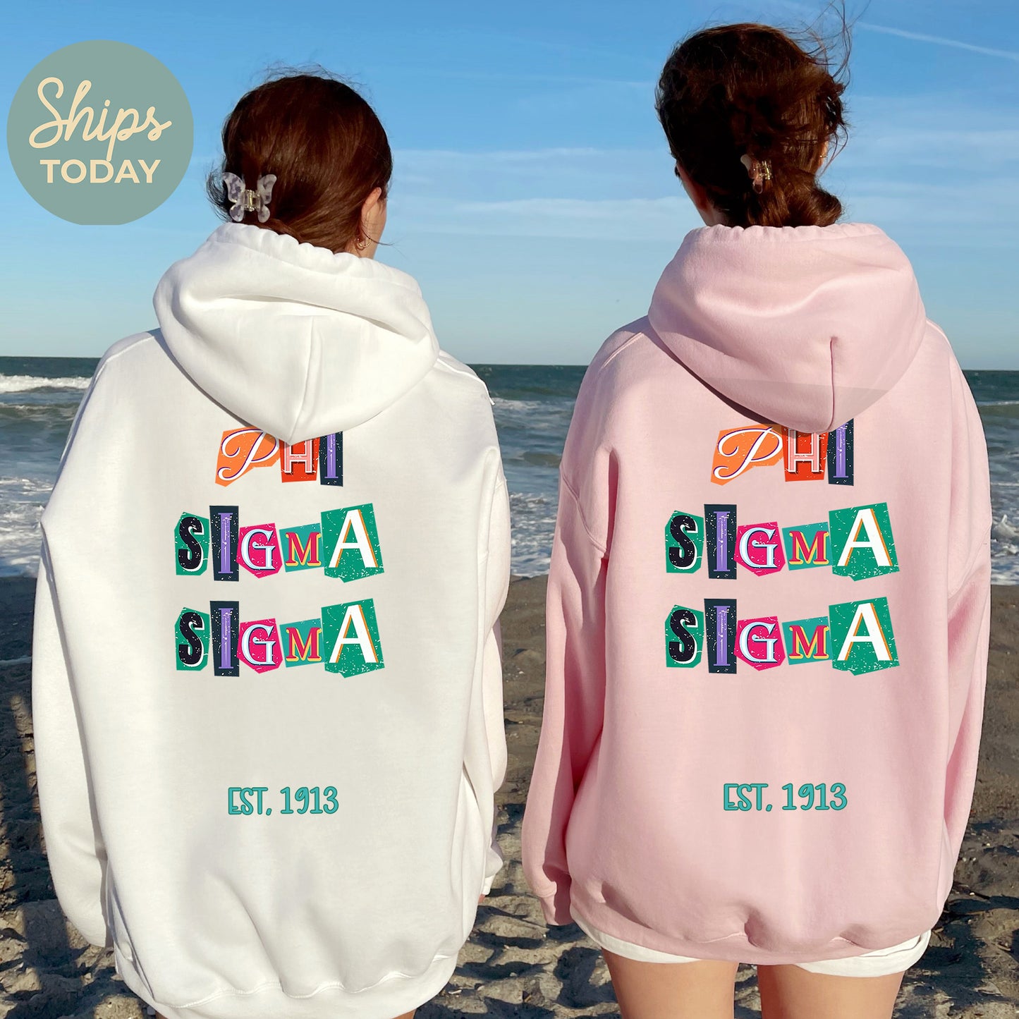 Phi Sigma Sigma Letter Cuts Sorority Hoodie _ 35906g