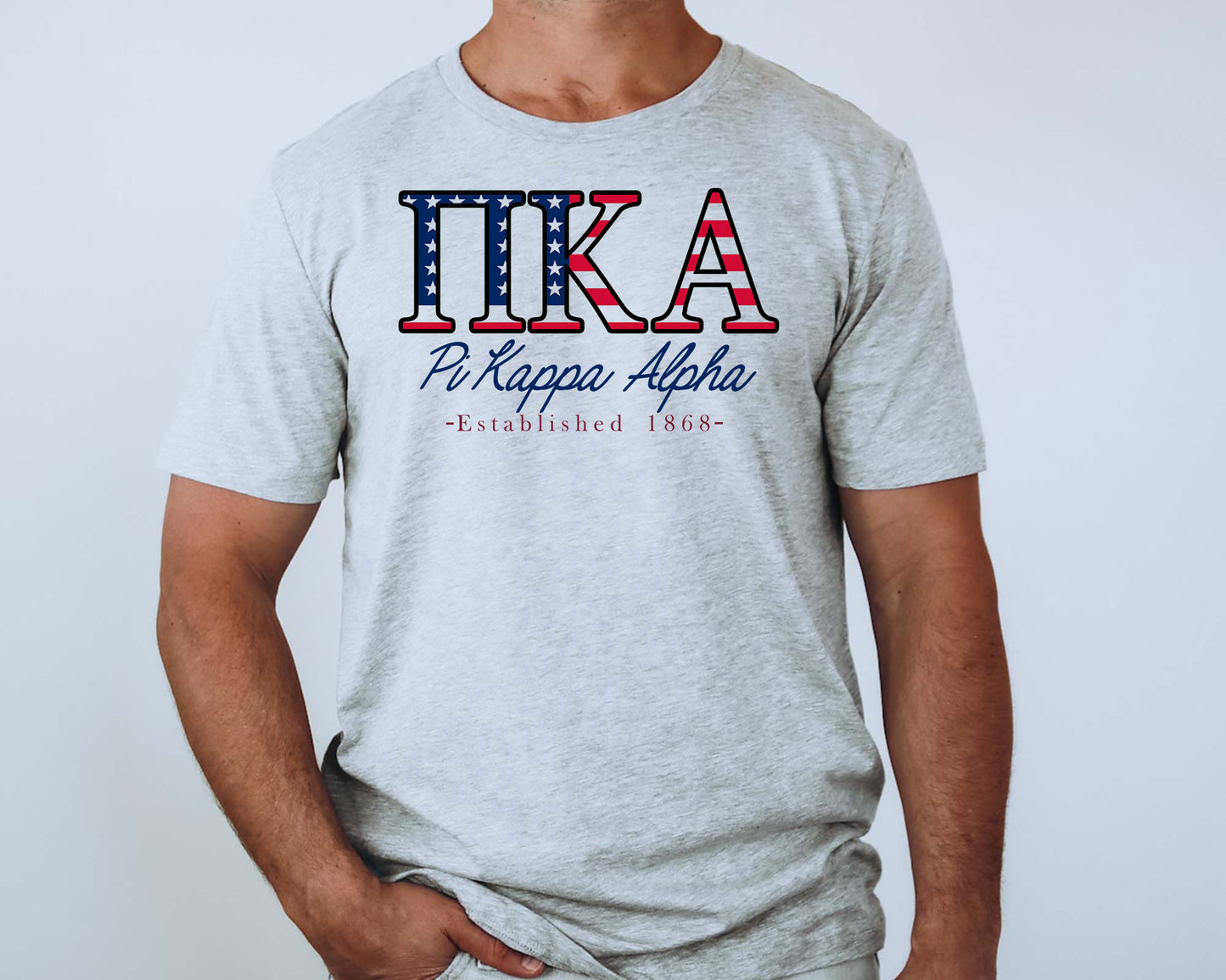 Pi Kappa Alpha American Flag Letters Fraternity T-shirt _ 1172g