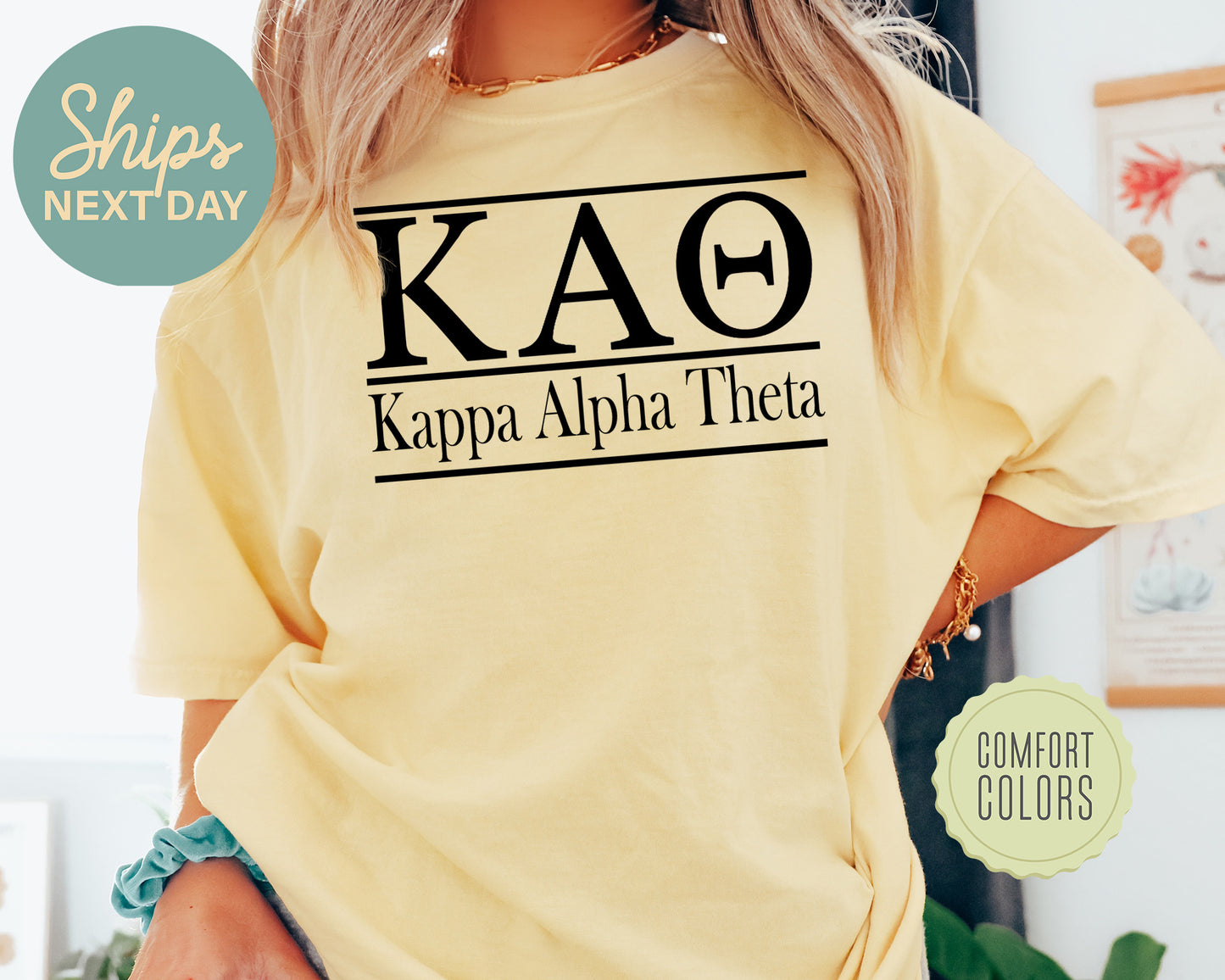 Kappa Alpha Theta Bold Statement Comfort Colors Sorority T-shirt _ 299g