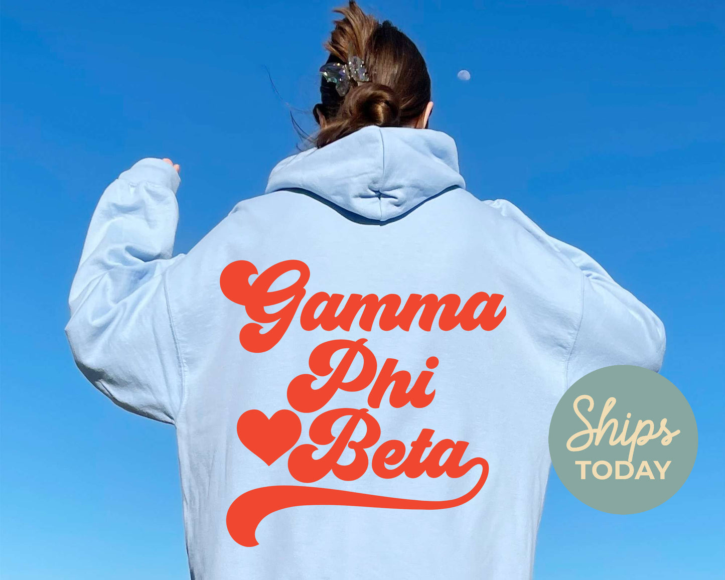 Gamma Phi Beta Red Heart Sorority Hoodie _ 33360g