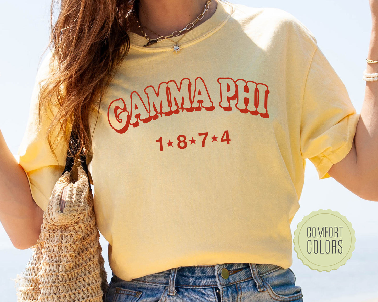 Gamma Phi Beta Red Arch Comfort Colors Sorority T-shirt _ 376g