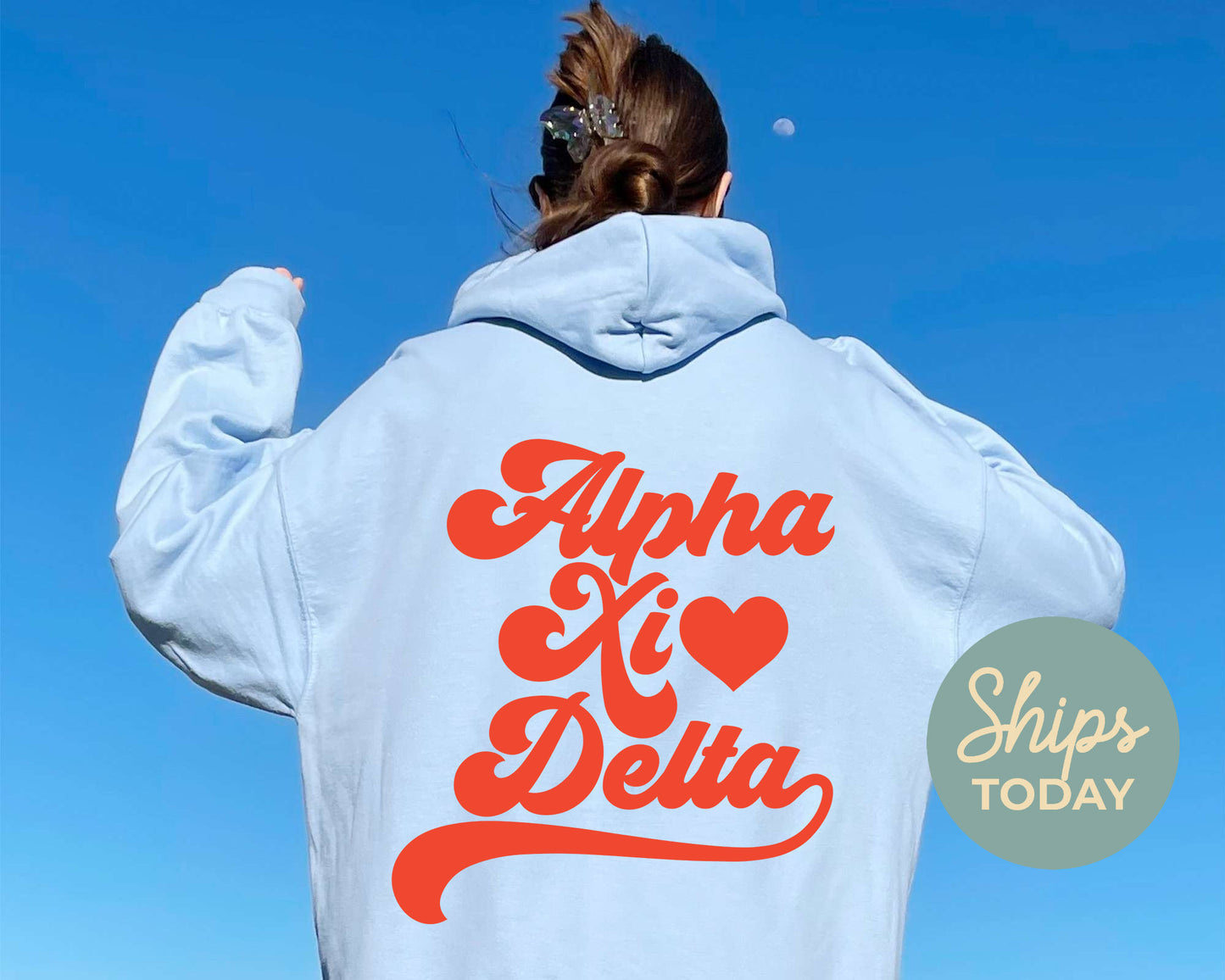 Alpha Xi Delta Red Heart Sorority Hoodie _ 33354g