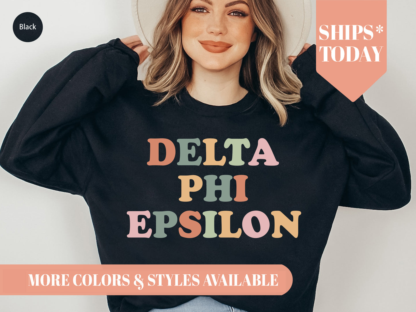 Delta Phi Epsilon Bright and Proud Sorority Sweatshirt _ 426g
