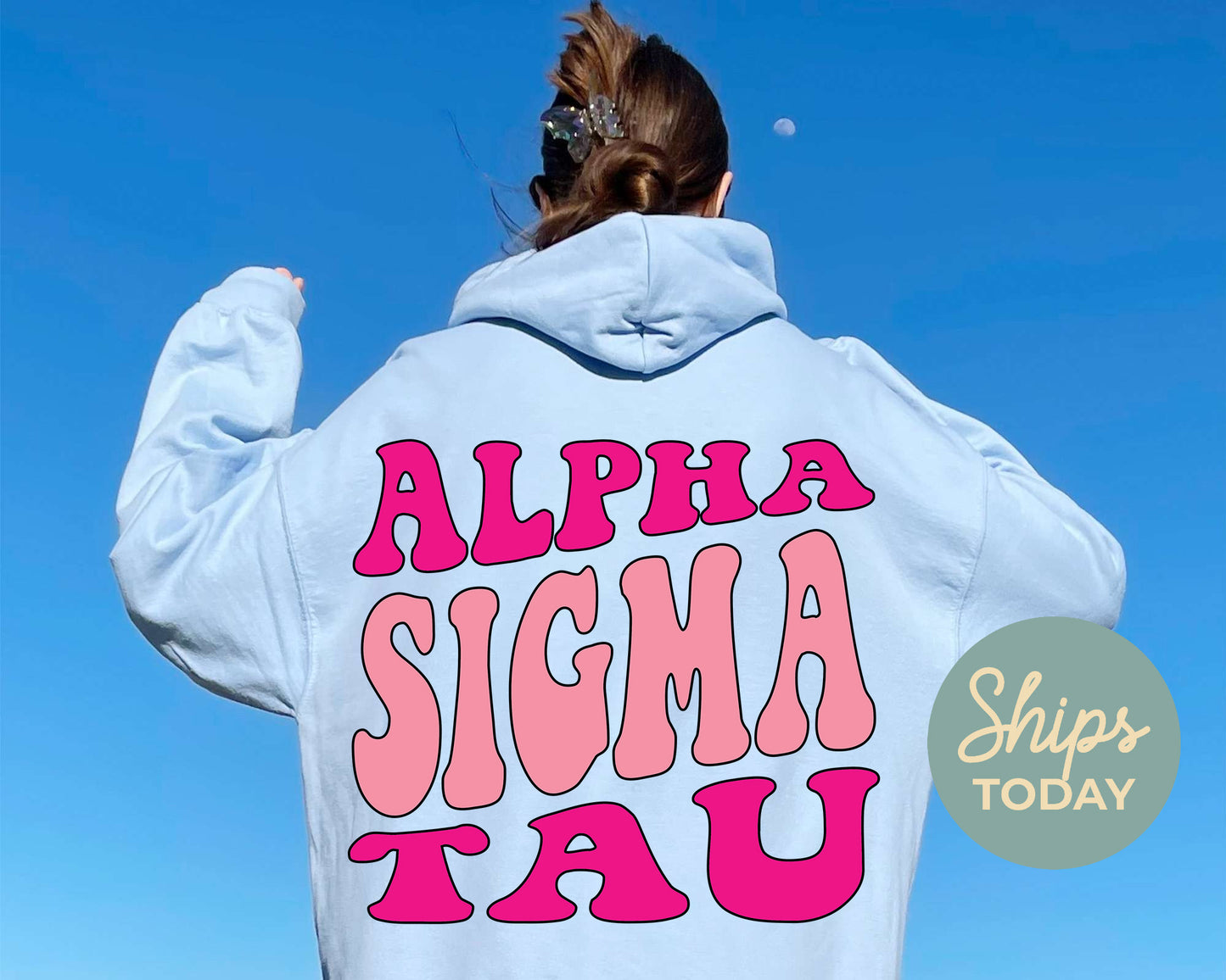 Alpha Sigma Tau Shades of Pink Sorority Hoodie _ 32979g
