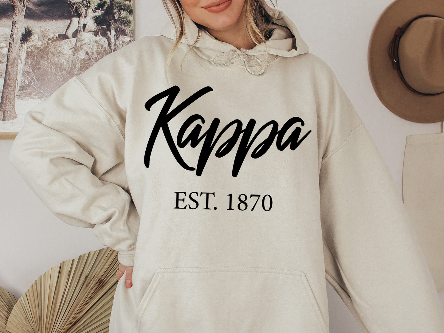 Kappa Kappa Gamma Black Flowy Sorority Hoodie _ 94g