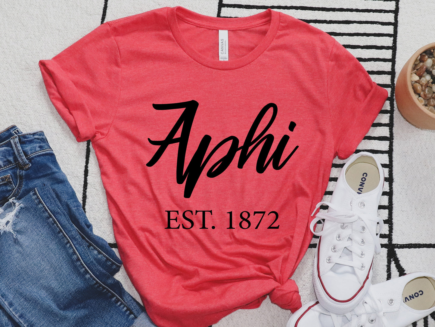 Alpha Phi Black Flowy Sorority T-shirt _ 82g