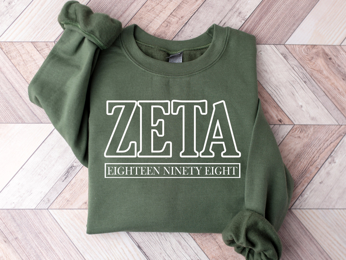 Zeta Tau Alpha Stencil Stacked Sorority Sweatshirt _ 2159g