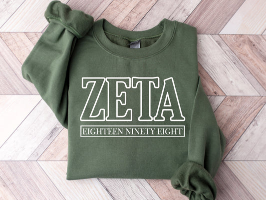 Zeta Tau Alpha Stencil Stacked Sorority Sweatshirt _ 2159g