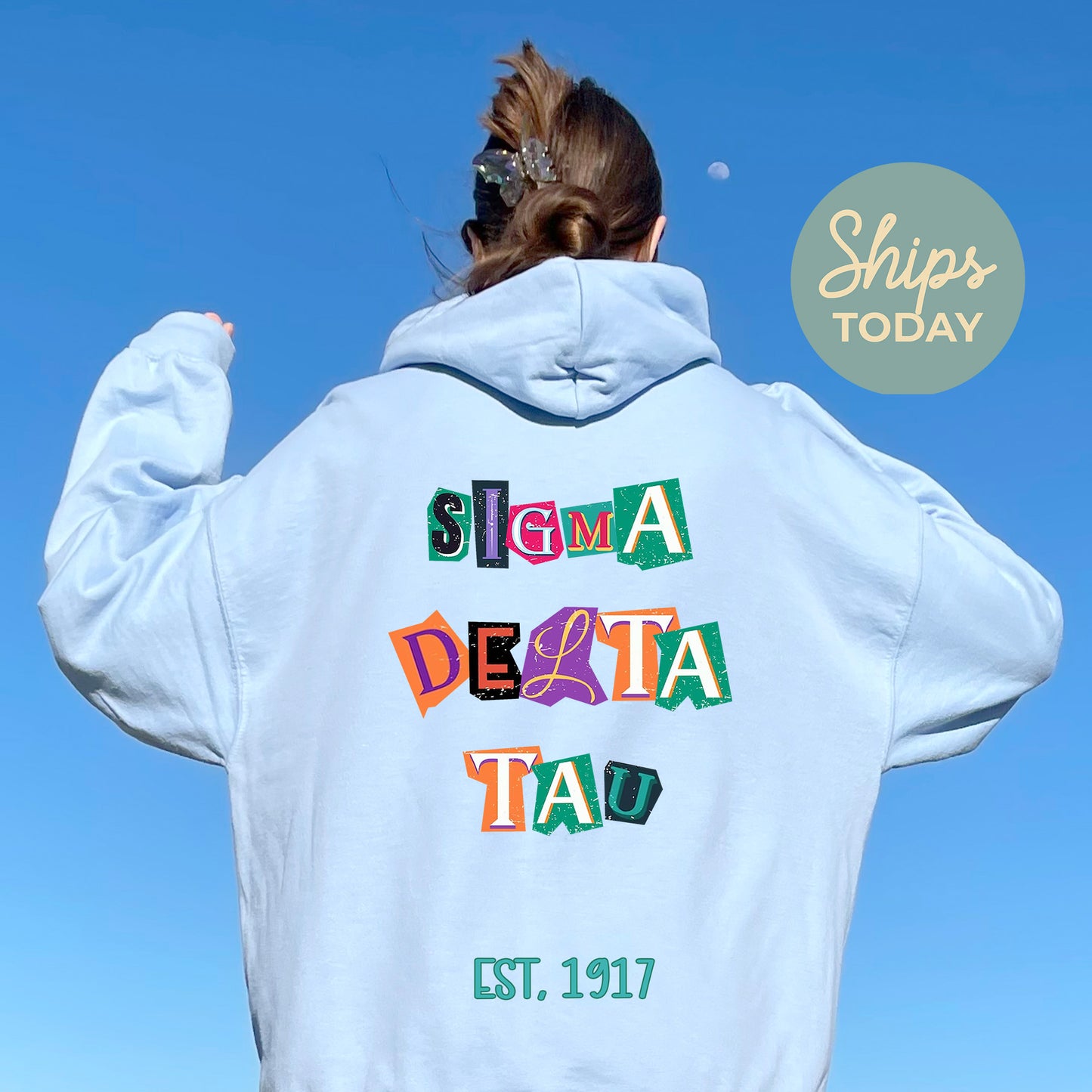Sigma Delta Tau Letter Cuts Sorority Hoodie _ 35908g