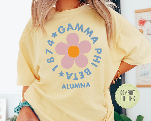 Gamma Phi Beta Floral Alumna Comfort Colors Sorority T-shirt _ 2565g