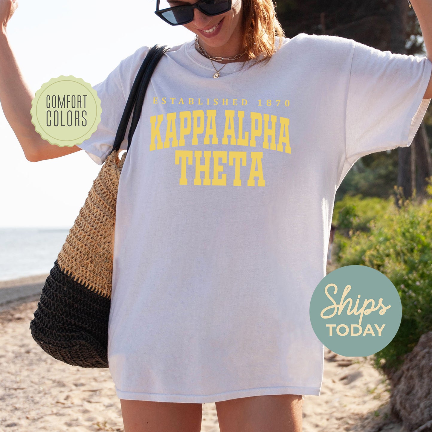 Kappa Alpha Theta Bold Letters Comfort Colors Sorority T-shirt _ 35135g