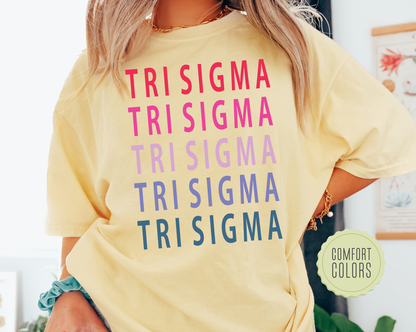 Sigma Sigma Sigma Bright and Stacked Comfort Colors Sorority T-shirt _ 24g