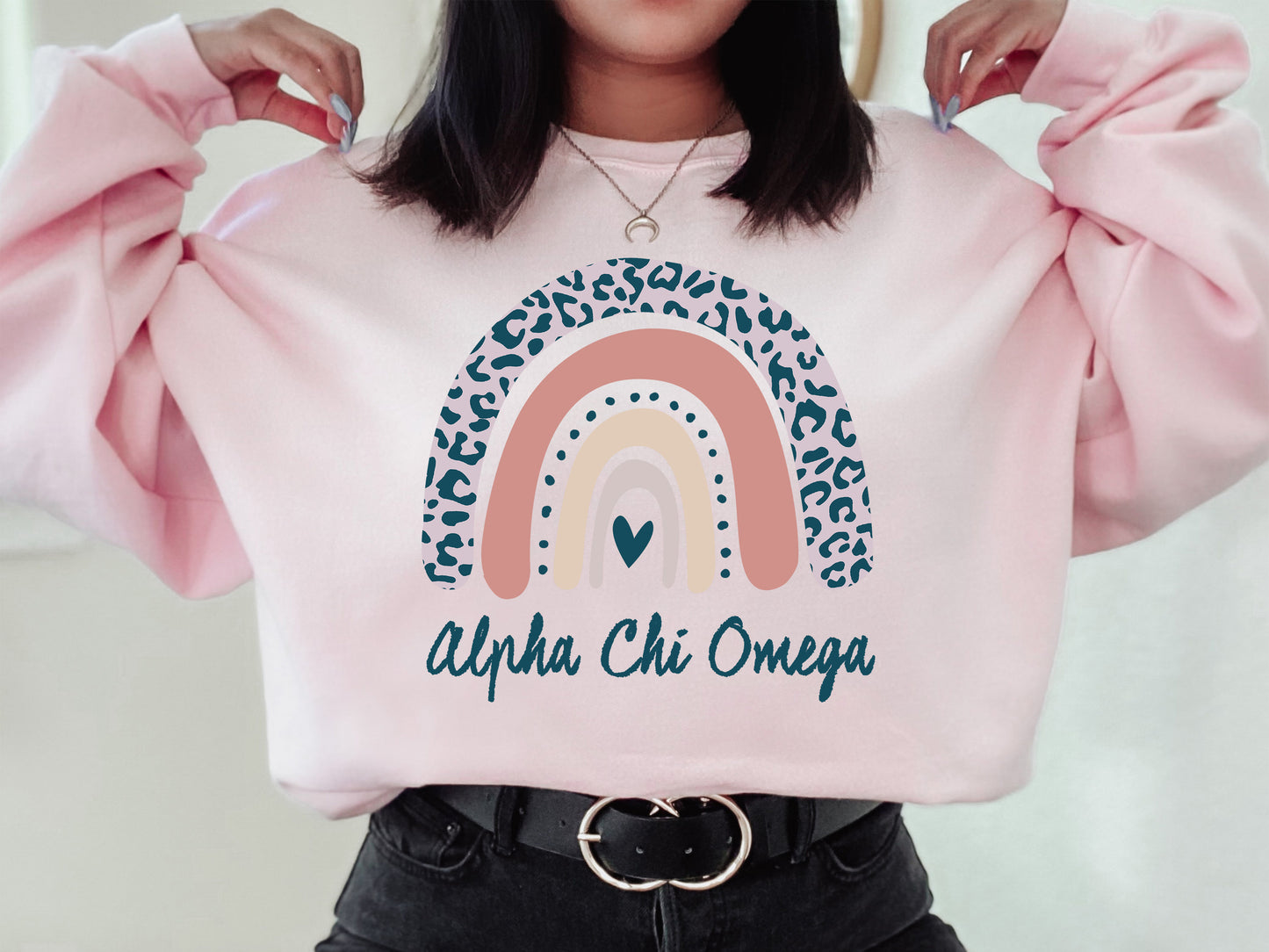 Alpha Chi Omega Greek Rainbow Sorority Sweatshirt _ 2733g