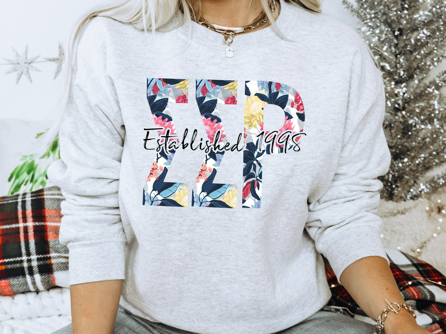 Sigma Sigma Rho Floral Block Sorority Sweatshirt _ 3521g