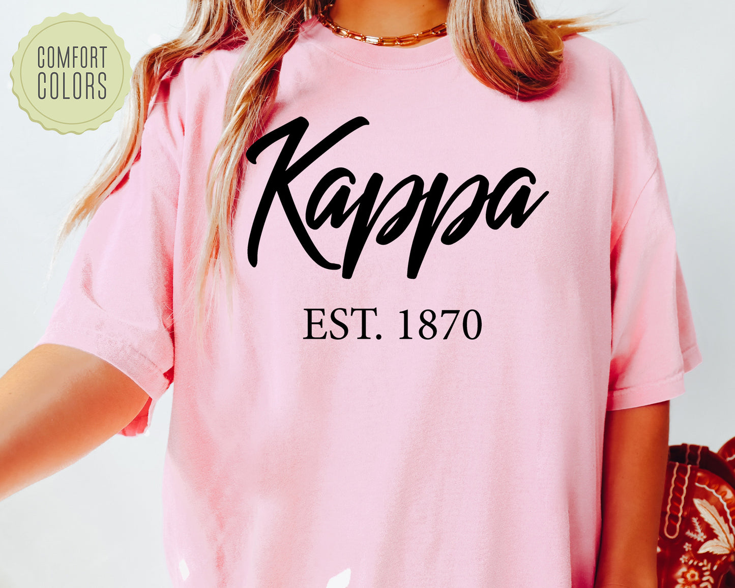 Kappa Kappa Gamma Black Flowy Comfort Colors Sorority T-shirt _ 94g