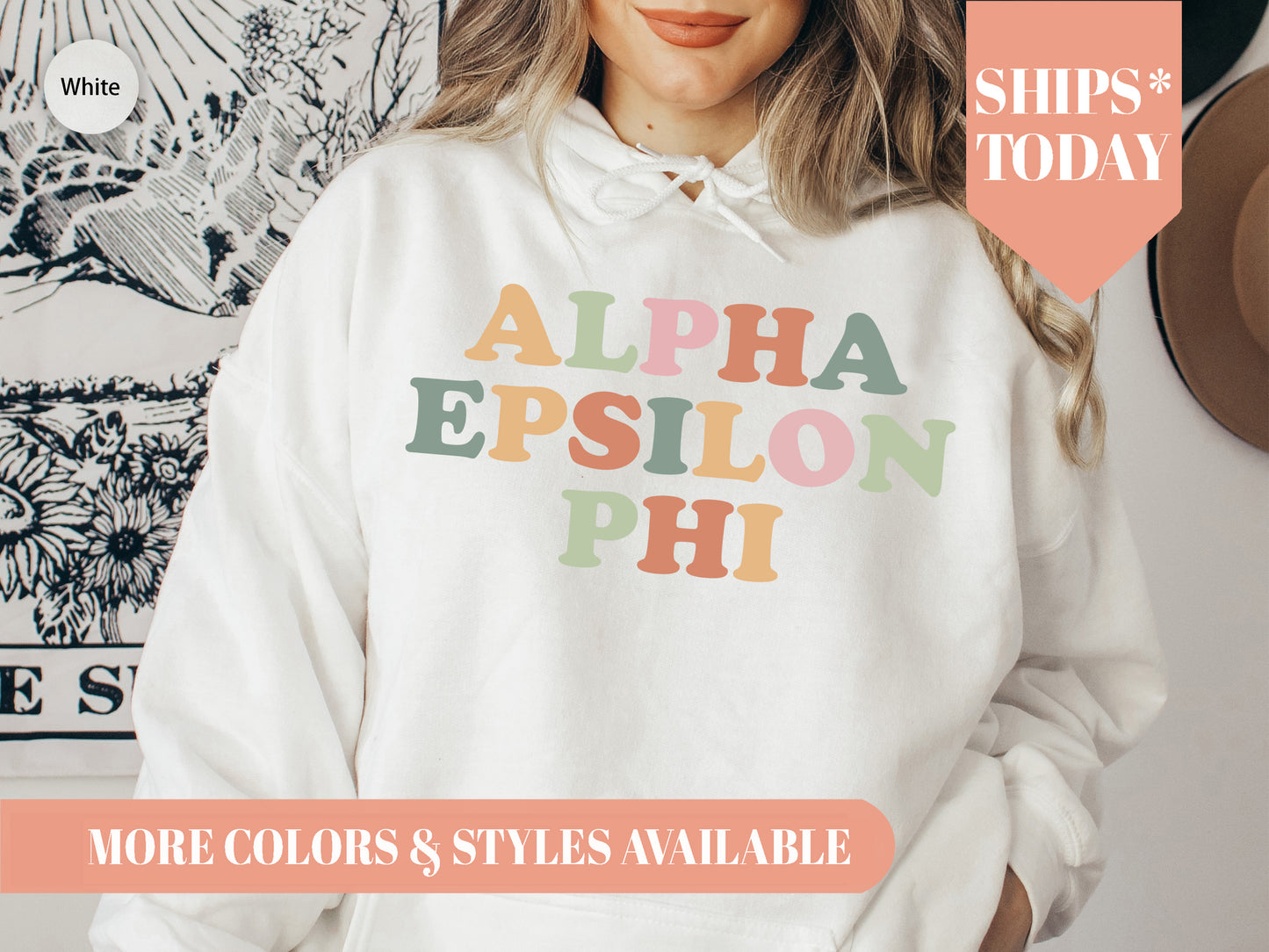 Alpha Epsilon Phi Bright and Proud Sorority Hoodie _ 416g