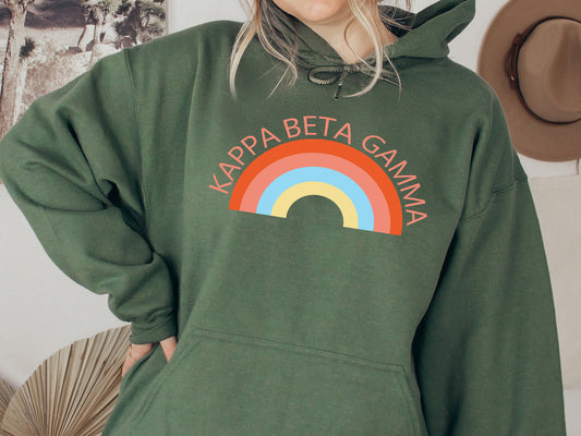 Kappa Beta Gamma Colorful Rainbow Sorority Hoodie _ 3457g