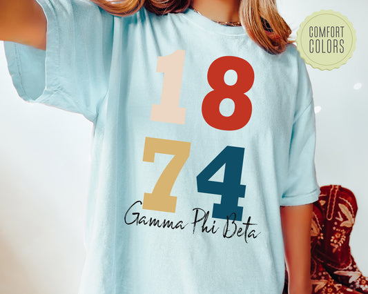 Gamma Phi Beta Colorful and Trendy Comfort Colors Sorority T-shirt _ 195g