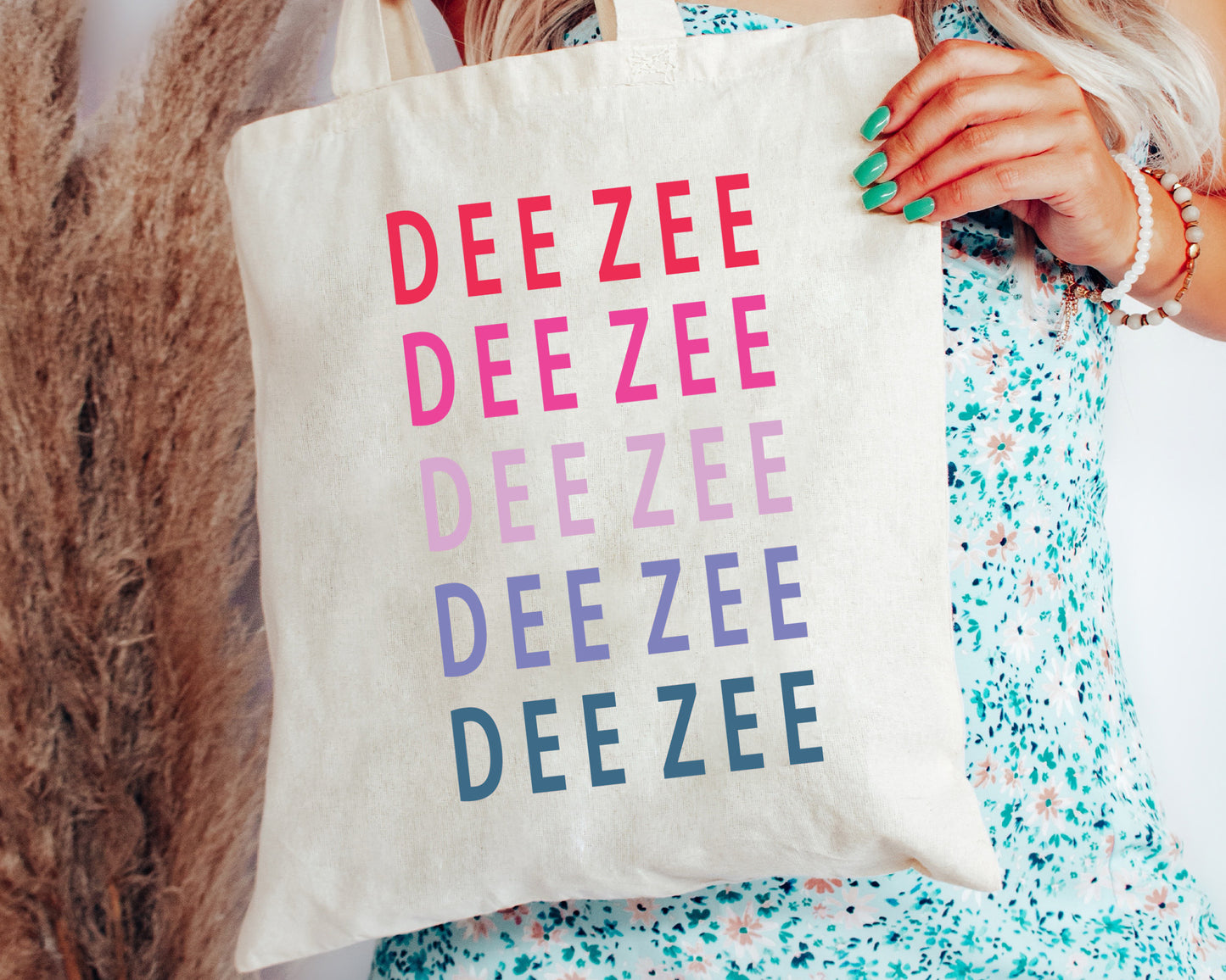 Delta Zeta Bright and Stacked Sorority Tote Bag _ 34398g