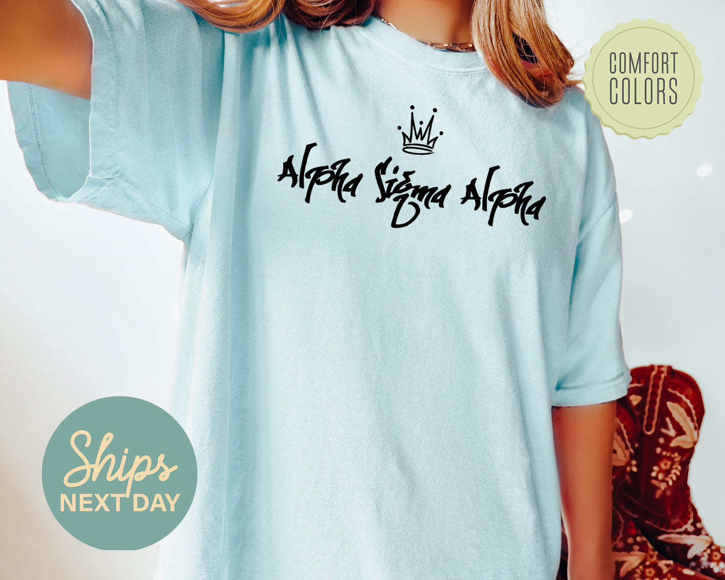 Alpha Sigma Alpha Queen Comfort Colors Sorority T-shirt _2454g