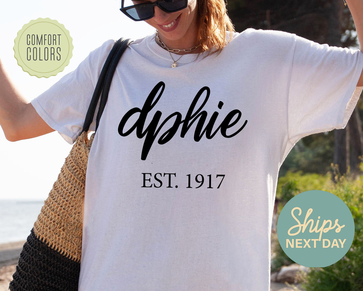 Delta Phi Epsilon Black Flowy Comfort Colors Sorority T-shirt _ 89g