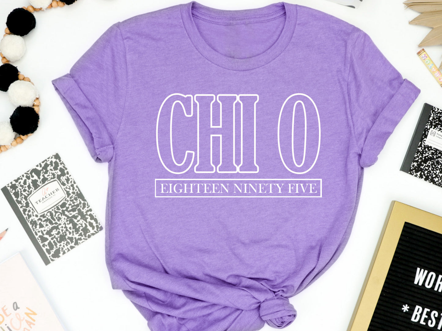 Chi Omega Stencil Stacked Sorority T-shirt _ 2143g