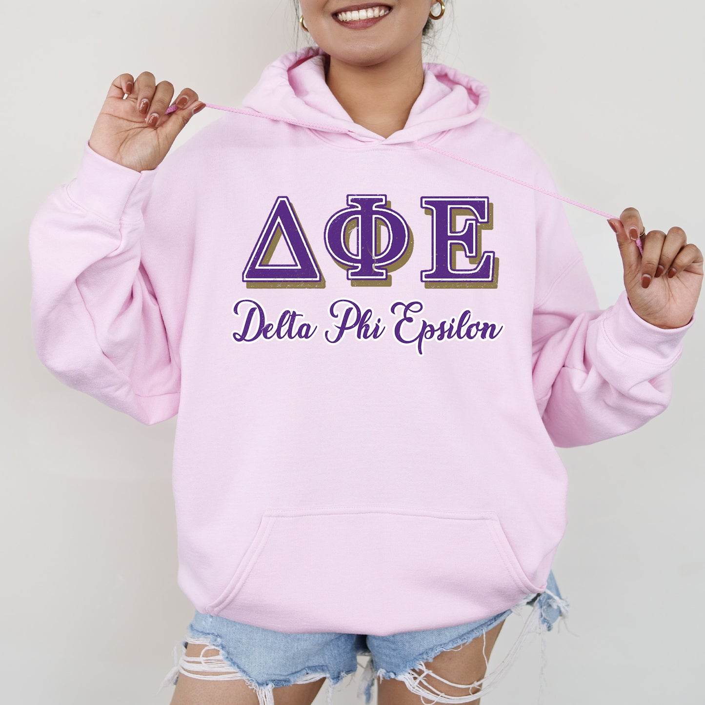 Delta Phi Epsilon Greek Colors Sorority Hoodie _ 36081g