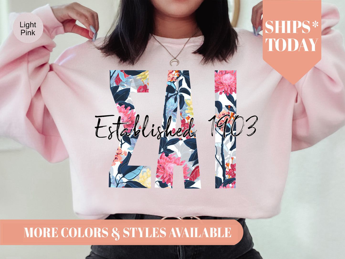 Sigma Alpha Iota Floral Block Sorority Sweatshirt _ 3520g