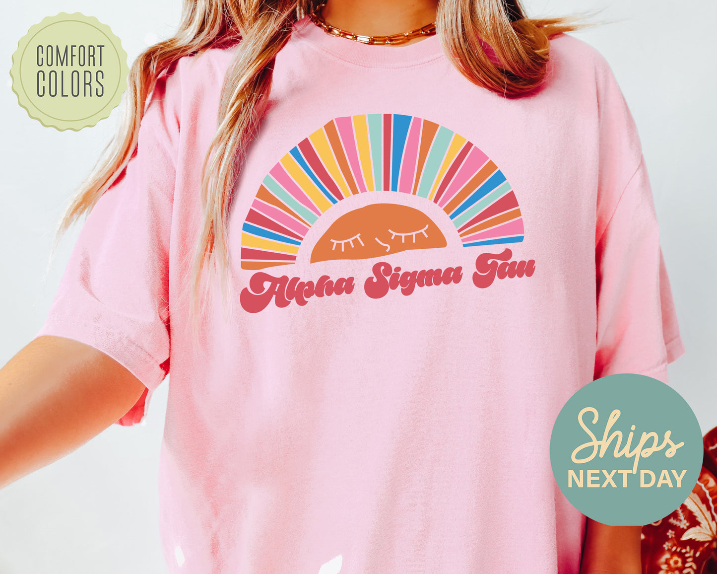 Alpha Sigma Tau Sunshine Comfort Colors Sorority T-shirt _ 3314g
