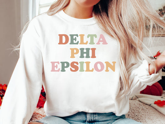 Delta Phi Epsilon Bright and Proud Sorority Sweatshirt _ 426g