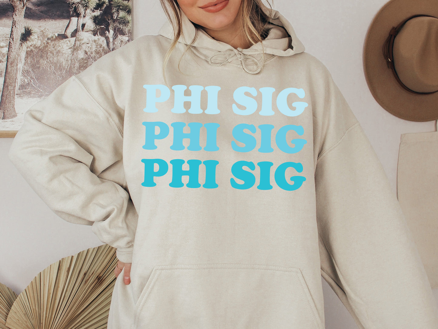 Phi Sigma Sigma Touch of Blue Sorority Hoodie _ 2596g