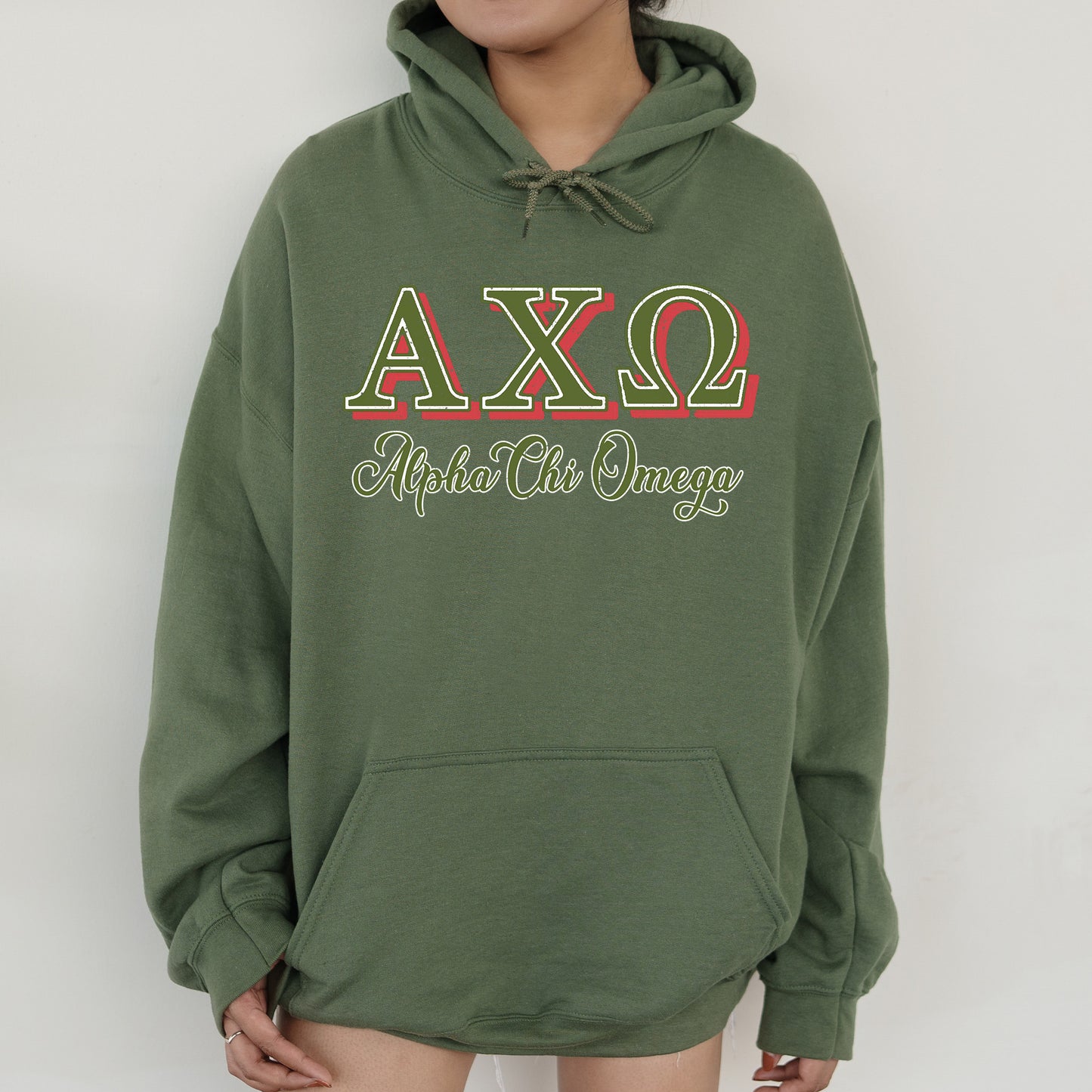 Alpha Chi Omega Greek Colors Sorority Hoodie _ 36069g
