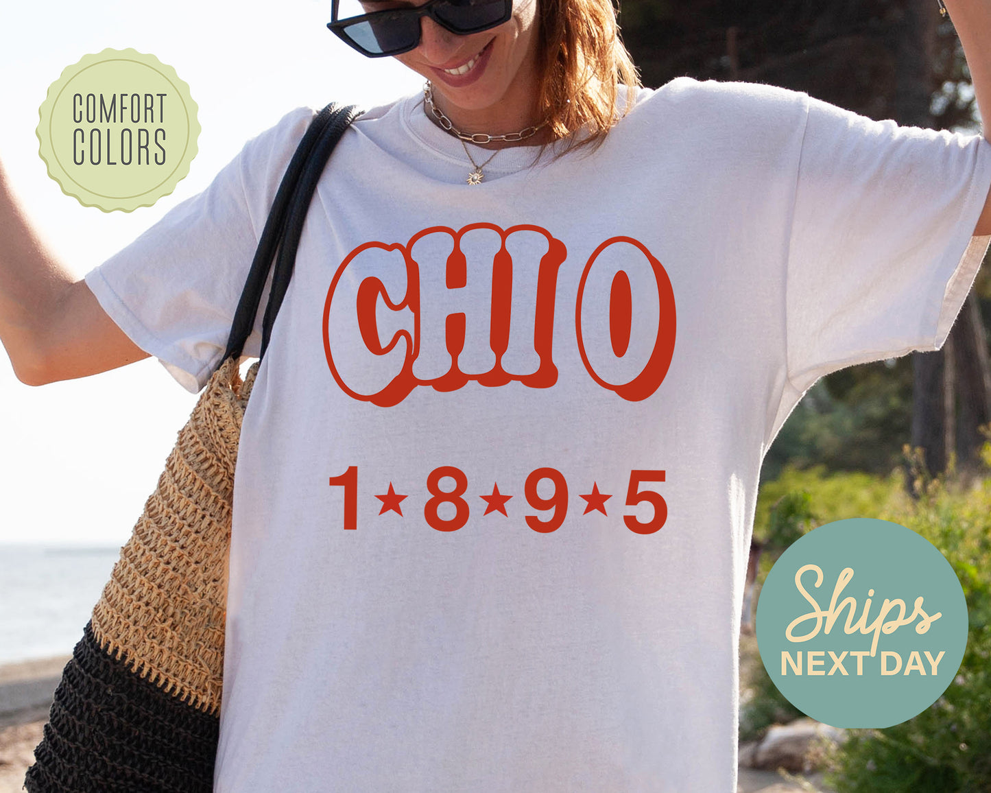 Chi Omega Red Arch Comfort Colors Sorority T-shirt _ 371g