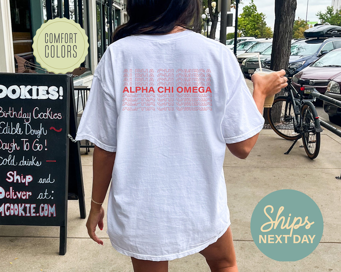 Alpha Chi Omega Repeating Name Comfort Colors Sorority T-shirt _ 32998g