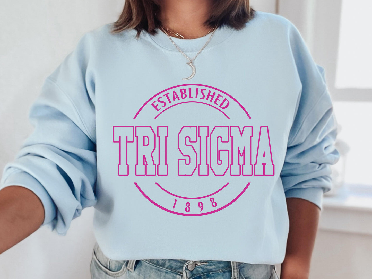Sigma Sigma Sigma Pink Stamp Sorority Sweatshirt _ 74g