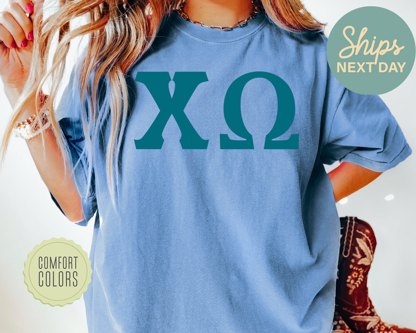 Chi Omega Back to the Basics Comfort Colors Sorority T-shirt _ 631g
