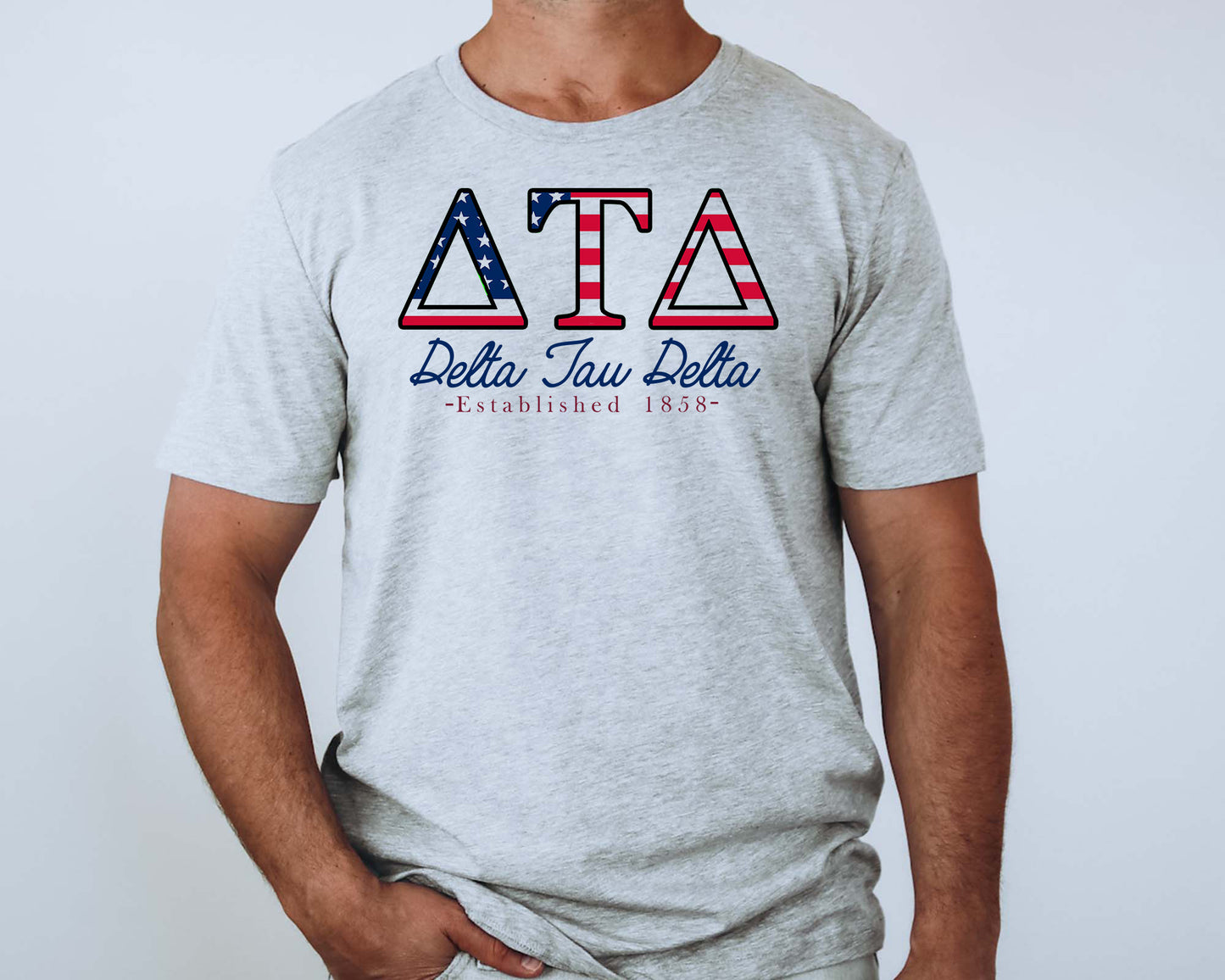 Delta Tau Delta American Flag Letters Fraternity T-shirt _ 1163g