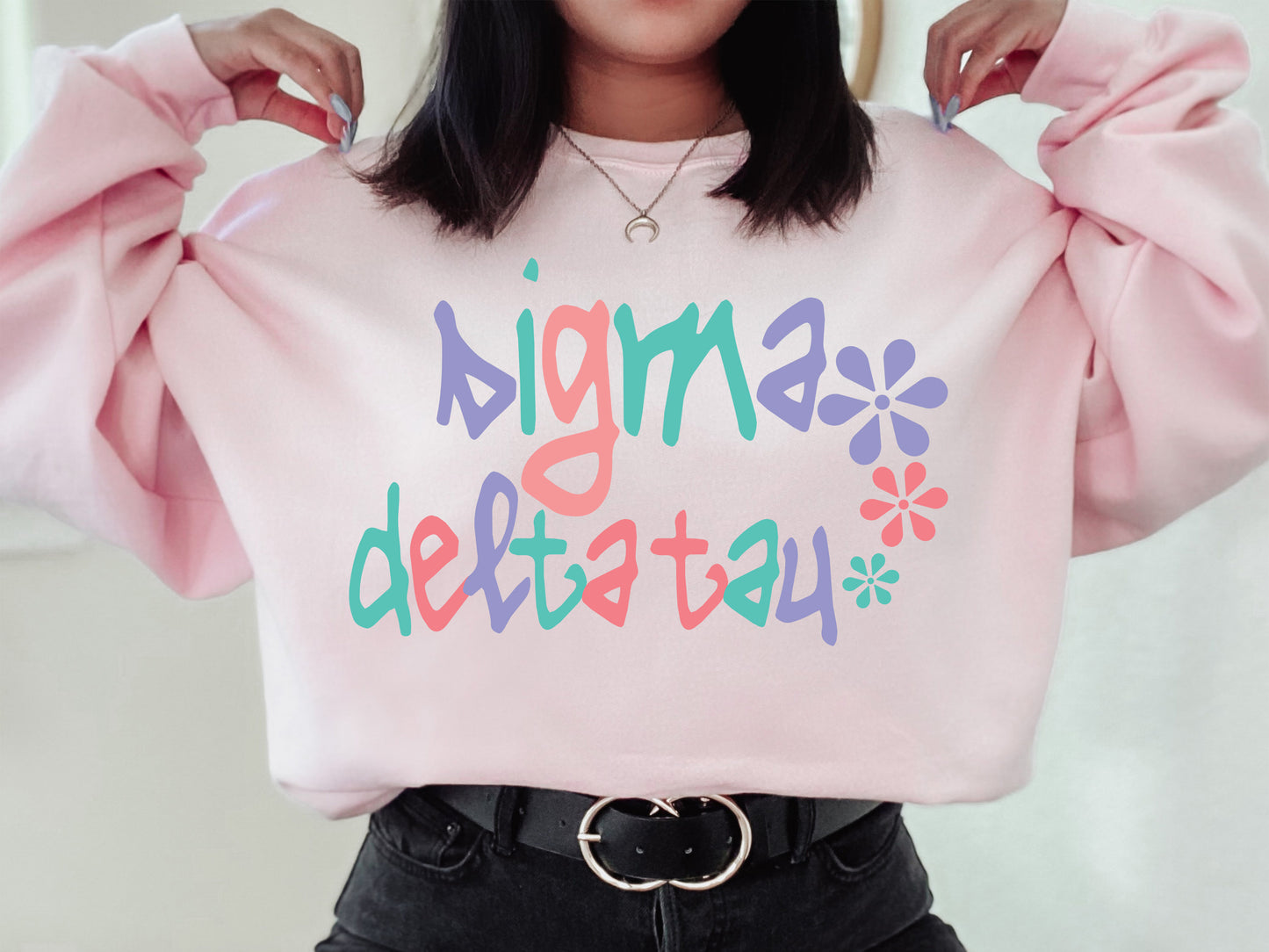Sigma Delta Tau Colorful Floral Sorority Sweatshirt _ 2624g