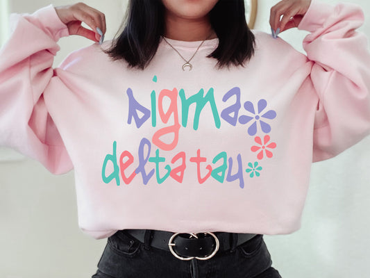Sigma Delta Tau Colorful Floral Sorority Sweatshirt _ 2624g