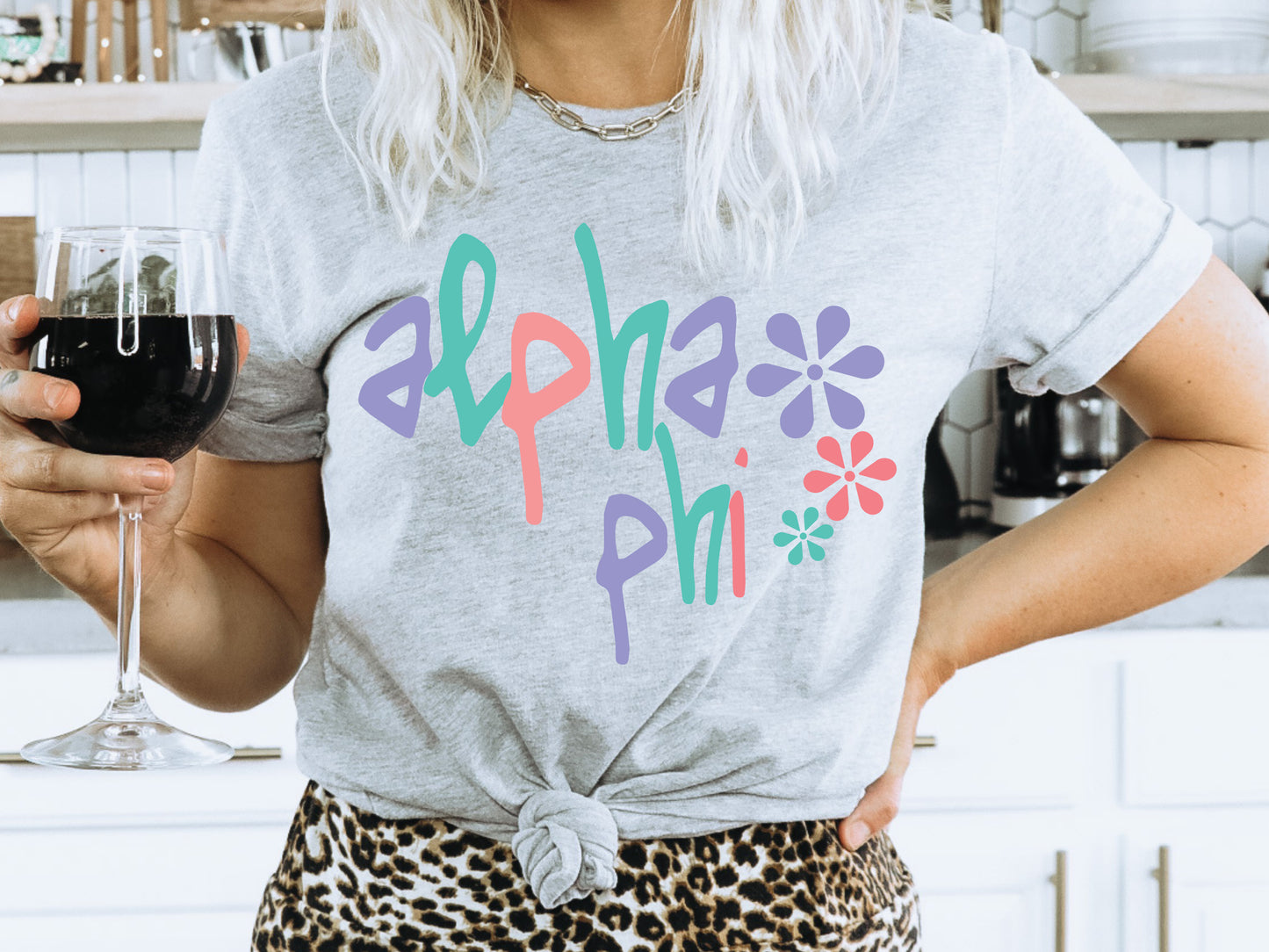 Alpha Phi Colorful Floral Sorority T-shirt _ 2608g