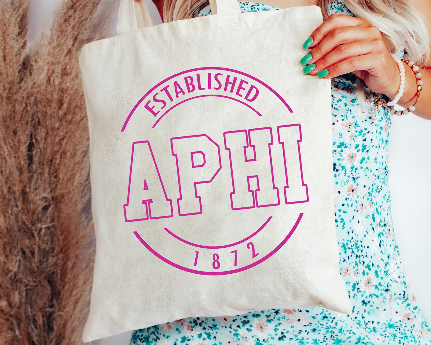 Alpha Phi Pink Stamp Sorority Tote Bag _ 34442g