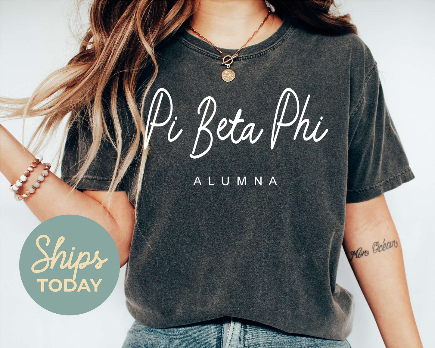 Pi Beta Phi Flashy Alumna Sorority T-shirt _ 2545g
