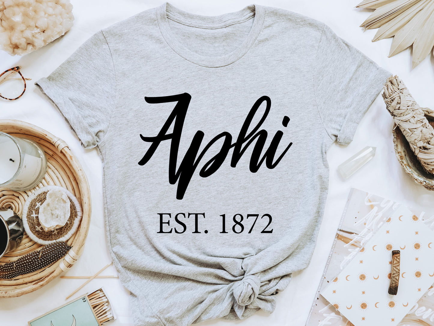 Alpha Phi Black Flowy Sorority T-shirt _ 82g