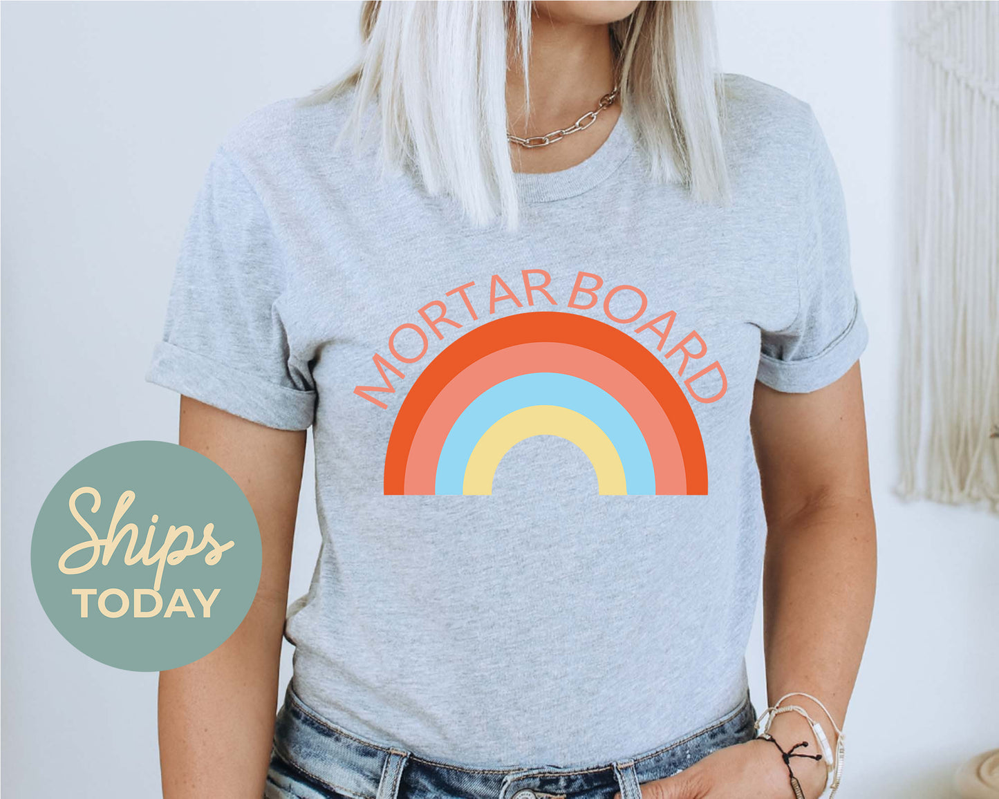 Mortar Board Colorful Rainbow Sorority T-shirt _ 3460g