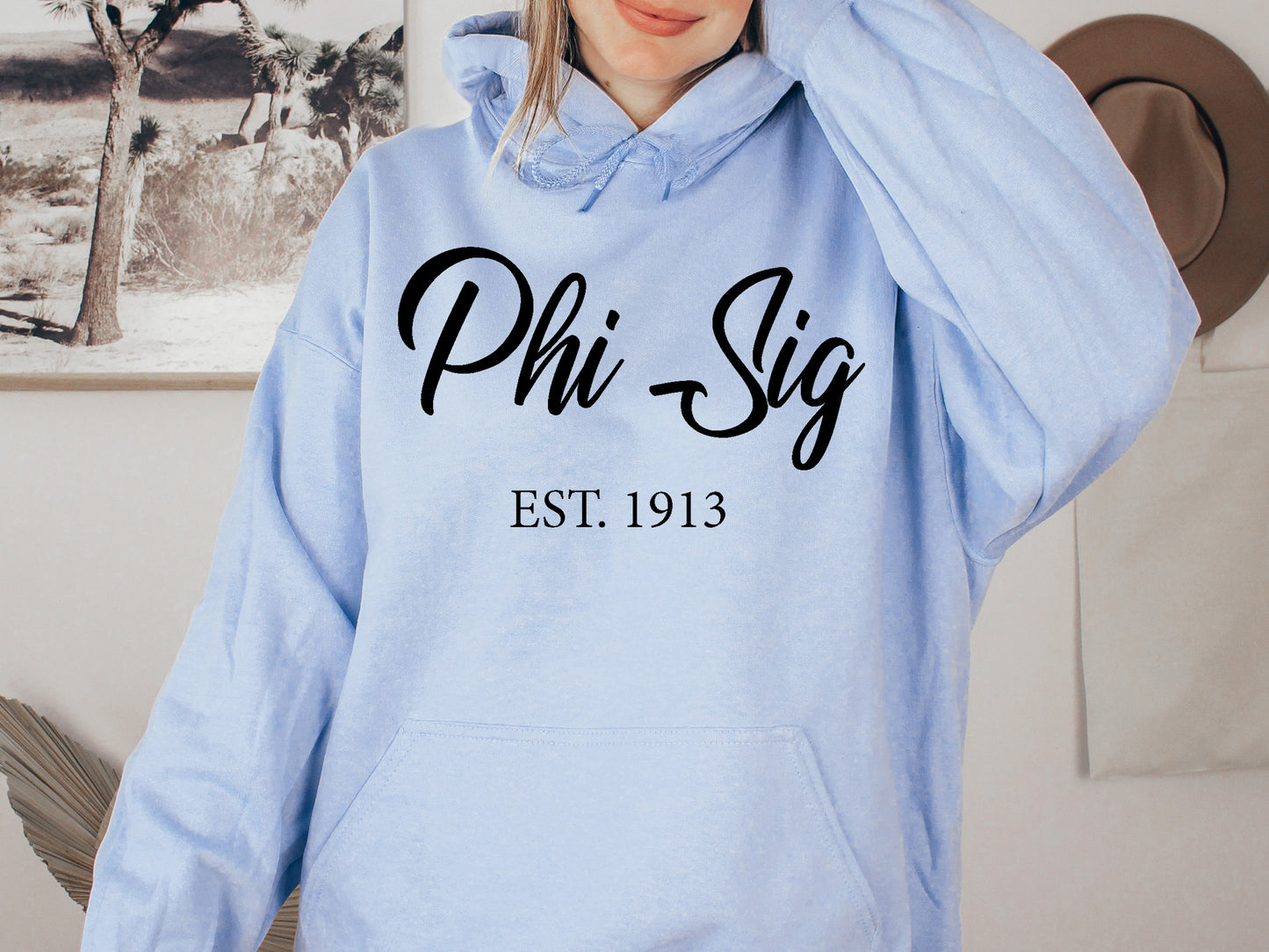 Phi Sigma Sigma Black Flowy Sorority Hoodie _ 96g
