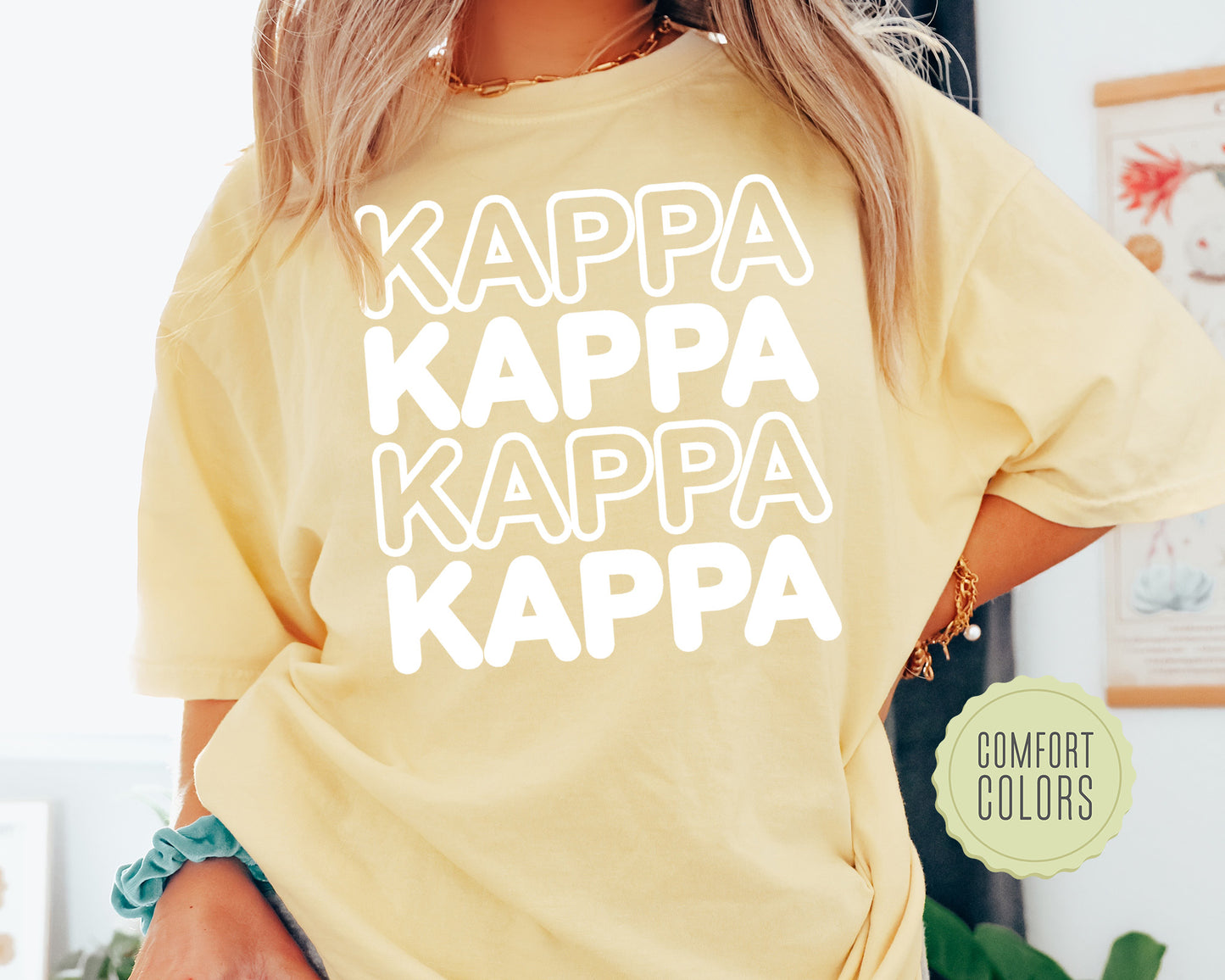 Kappa Kappa Gamma Bold Bubble Letter Comfort Colors Sorority T-shirt _ 2229g