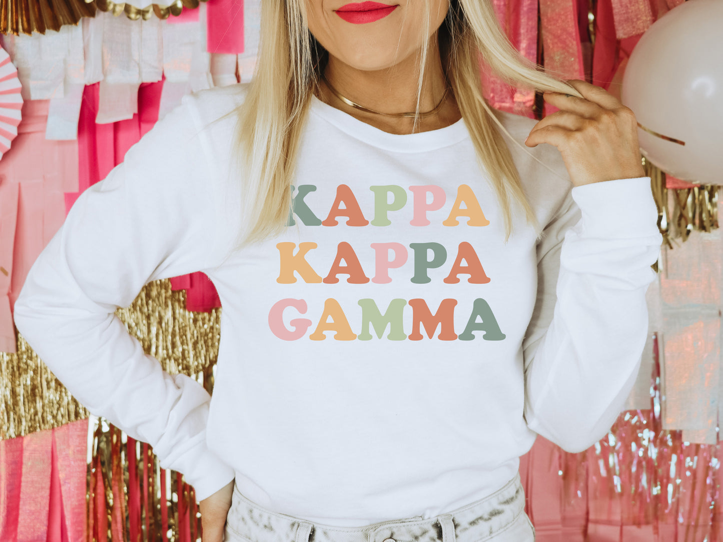 Kappa Kappa Gamma Bright and Proud Sorority Long Sleeve T-shirt _ 431g