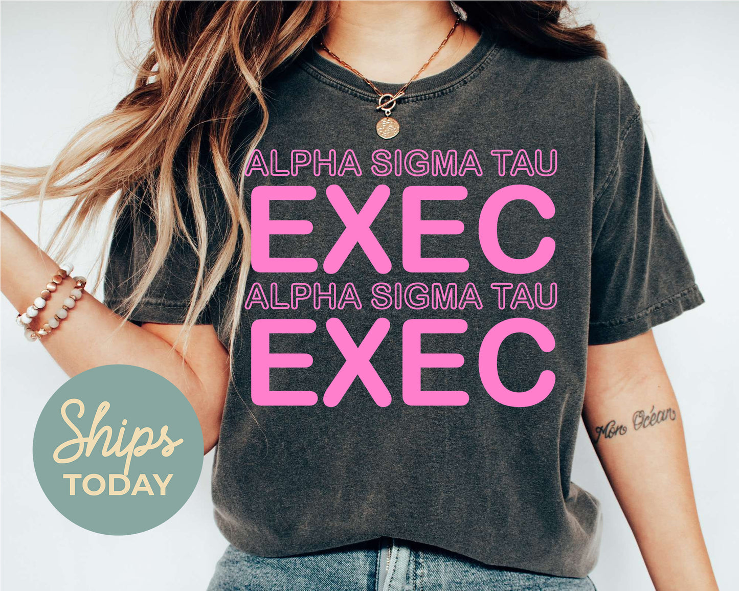 Alpha Sigma Tau Executive Sisterhood Sorority T-shirt _ 30907g